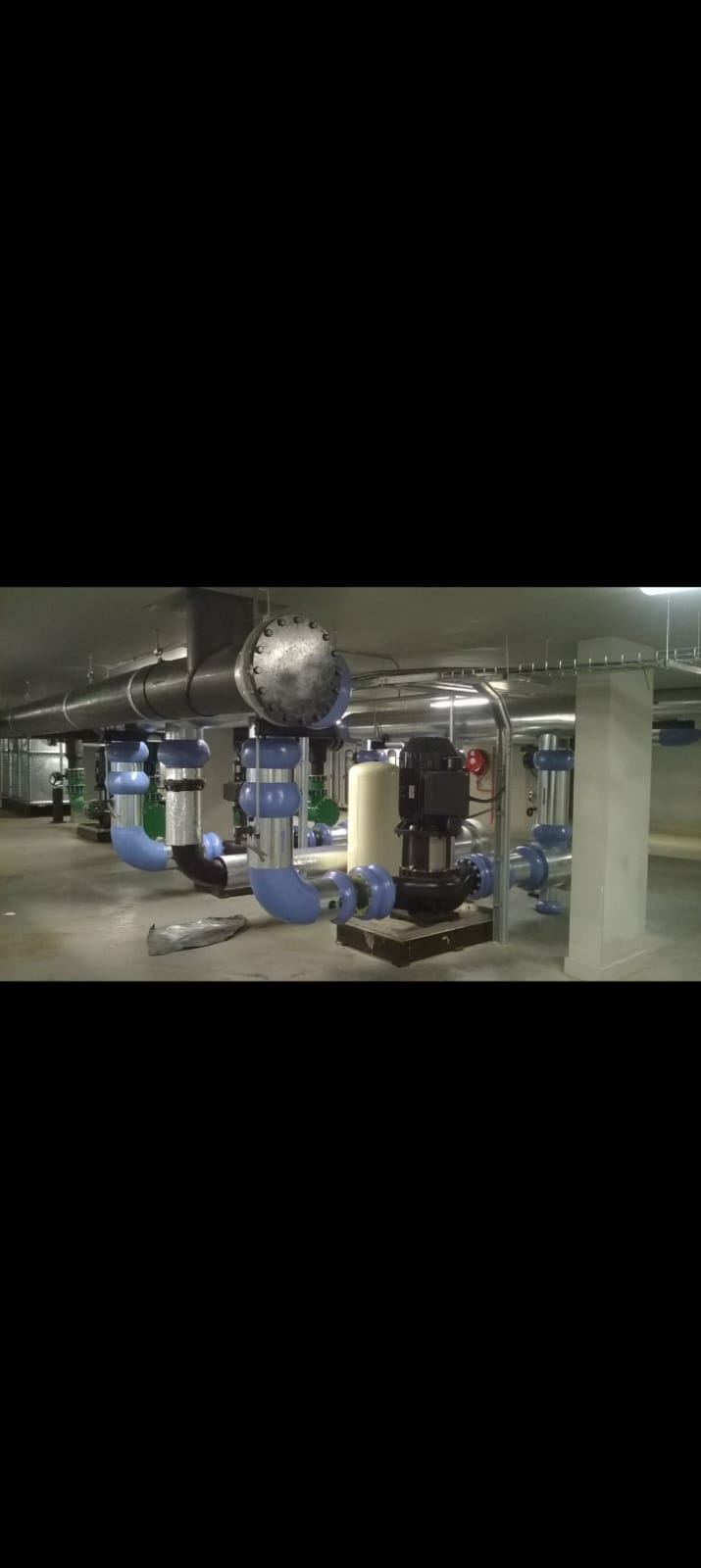 Blue insulated chilled water pumps